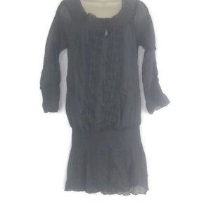 Hessi Embroidered Smocked Ruffle Hem Tunic